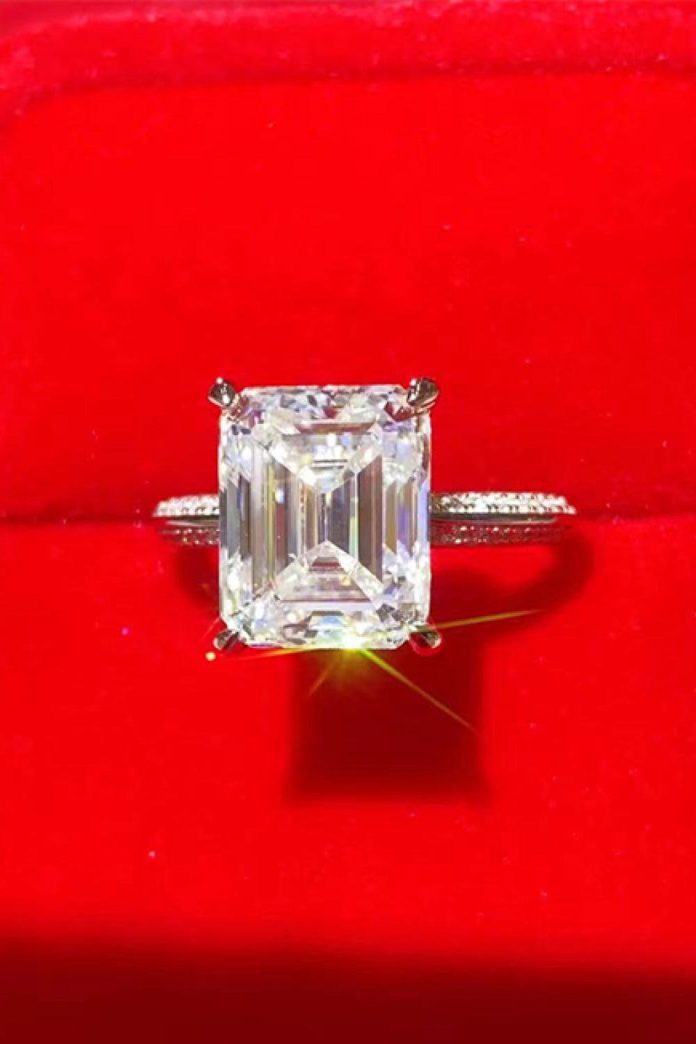 5 Carat Moissanite Platinum-Plated Ring