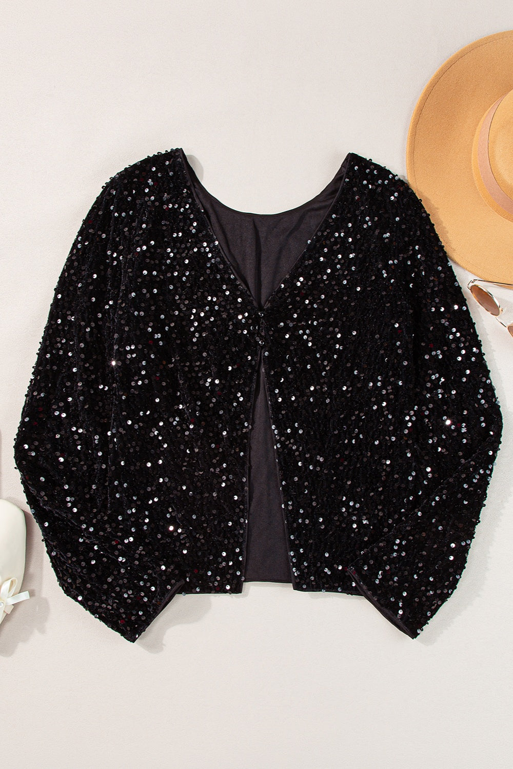 Sequin Round Neck Long Sleeve Blouse