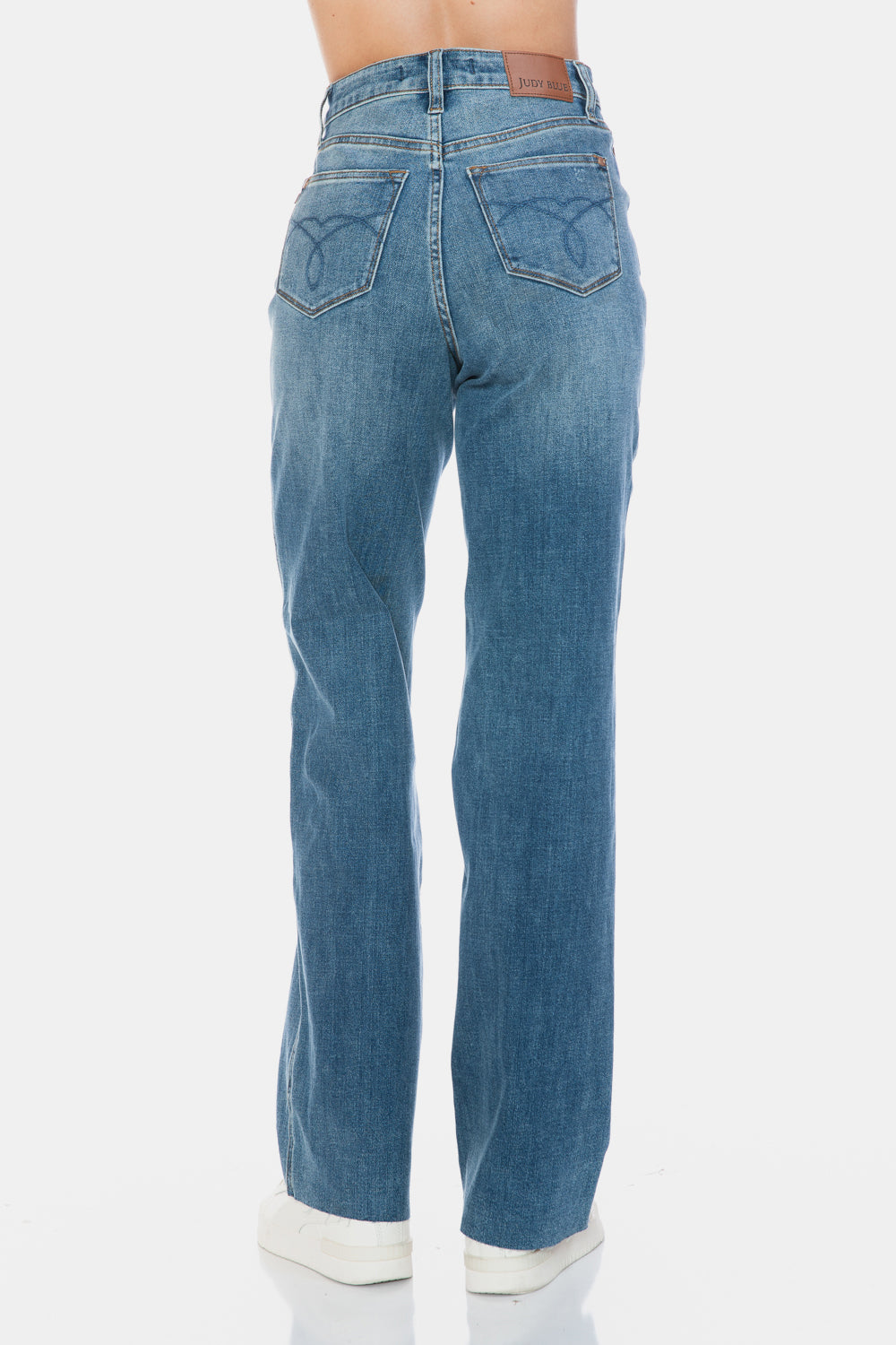 Judy Blue Full Size Tummy Control Cut Raw Hem Straight Jeans