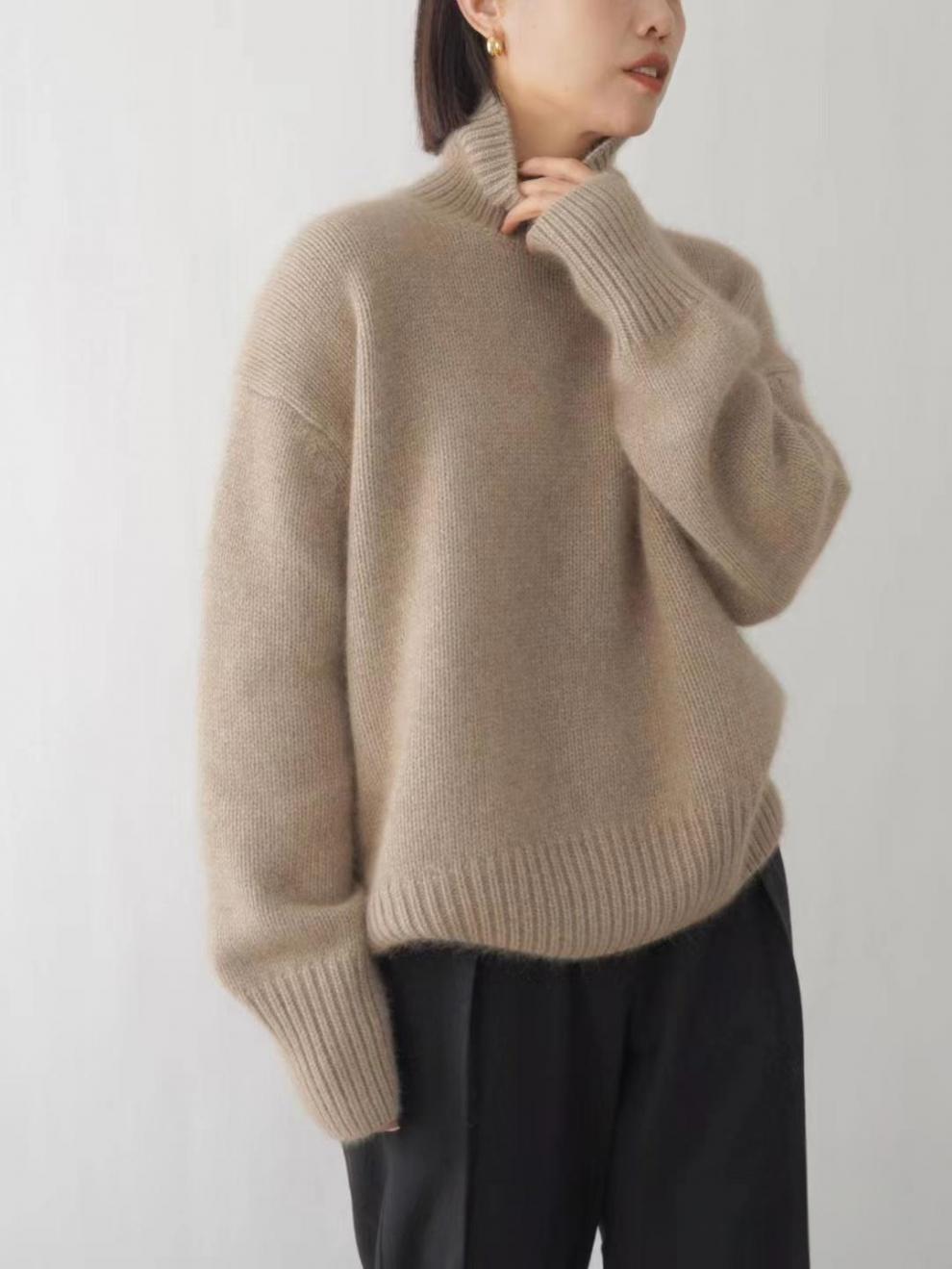 Turtleneck Dropped Shoulder Long Sleeve Sweater