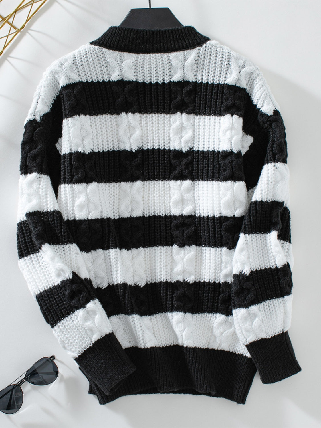 Striped Round Neck Long Sleeve Sweater