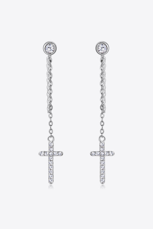 Moissanite 925 Sterling Silver Cross Earrings